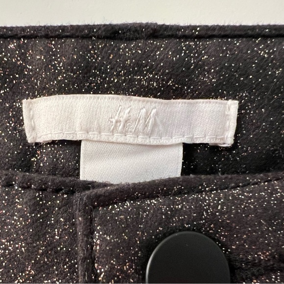 H&M Black Skinny Pants Gold Sparkle Stretch-10 - Picture 8 of 11